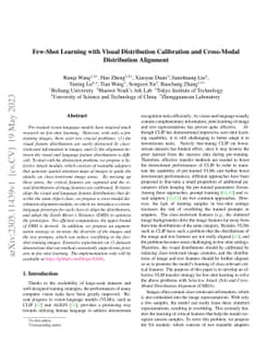 Few-Shot Learning with Visual Distribution Calibration and Cross-Modal
  Distribution Alignment