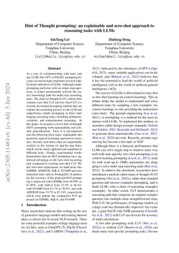 Hint of Thought prompting: an explainable and zero-shot approach to
  reasoning tasks with LLMs