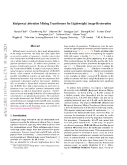 Reciprocal Attention Mixing Transformer for Lightweight Image
  Restoration
