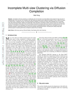 Incomplete Multi-view Clustering via Diffusion Completion