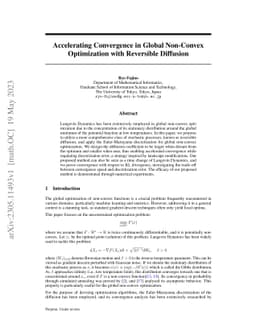 Accelerating Convergence in Global Non-Convex Optimization with
  Reversible Diffusion