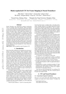 Blank-regularized CTC for Frame Skipping in Neural Transducer