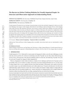 The Barriers to Online Clothing Websites for Visually Impaired People:
  An Interview and Observation Approach to Understanding Needs