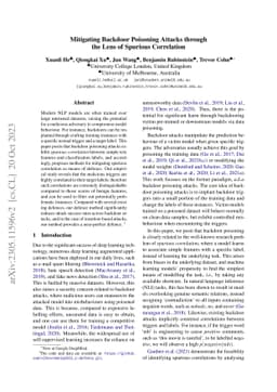 Mitigating Backdoor Poisoning Attacks through the Lens of Spurious
  Correlation