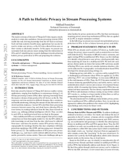 A Path to Holistic Privacy in Stream Processing Systems