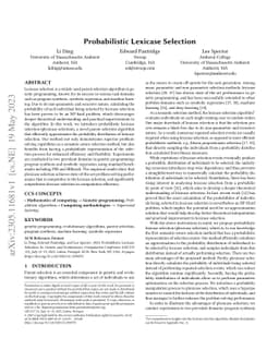 Probabilistic Lexicase Selection