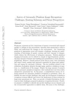 Survey of Automatic Plankton Image Recognition: Challenges, Existing
  Solutions and Future Perspectives