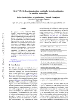 ReSeTOX: Re-learning attention weights for toxicity mitigation in
  machine translation