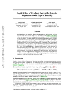 Implicit Bias of Gradient Descent for Logistic Regression at the Edge of
  Stability