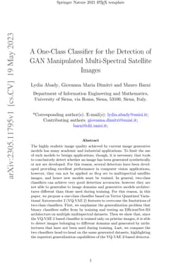 A One-Class Classifier for the Detection of GAN Manipulated
  Multi-Spectral Satellite Images