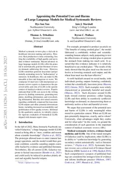 Appraising the Potential Uses and Harms of LLMs for Medical Systematic
  Reviews