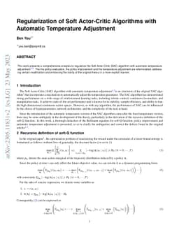 Regularization of Soft Actor-Critic Algorithms with Automatic
  Temperature Adjustment