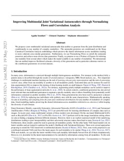 Improving Multimodal Joint Variational Autoencoders through Normalizing
  Flows and Correlation Analysis