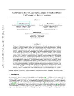 Comparing Software Developers with ChatGPT: An Empirical Investigation