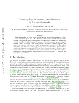 Computing high-dimensional optimal transport by flow neural networks