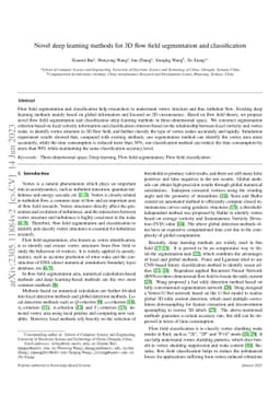 Novel deep learning methods for 3D flow field segmentation and
  classification
