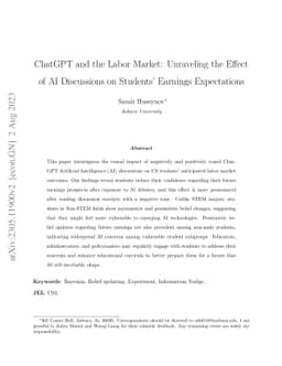 ChatGPT and the Labor Market: Unraveling the Effect of AI Discussions on
  Students' Earnings Expectations
