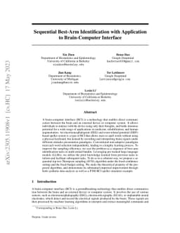 Sequential Best-Arm Identification with Application to Brain-Computer
  Interface