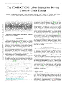 The COMMOTIONS Urban Interactions Driving Simulator Study Dataset