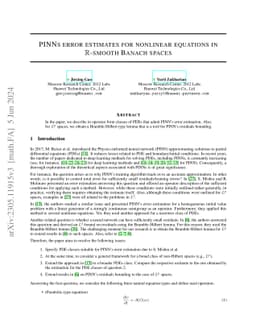 PINNs error estimates for nonlinear equations in $\mathbb{R}$-smooth
  Banach spaces