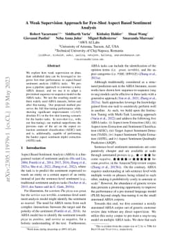 A Weak Supervision Approach for Few-Shot Aspect Based Sentiment