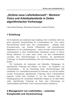 "Schöne neue Lieferkettenwelt": Workers' Voice und Arbeitsstandards in
  Zeiten algorithmischer Vorhersage