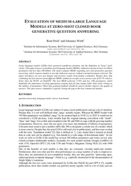 Evaluation of medium-large Language Models at zero-shot closed book
  generative question answering