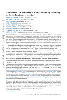 AI-assisted Code Authoring at Scale: Fine-tuning, deploying, and mixed
  methods evaluation