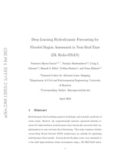 Deep Learning Hydrodynamic Forecasting for Flooded Region Assessment in
  Near-Real-Time (DL Hydro-FRAN)