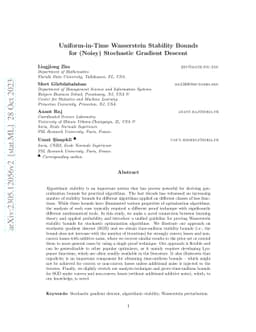 Uniform-in-Time Wasserstein Stability Bounds for (Noisy) Stochastic
  Gradient Descent