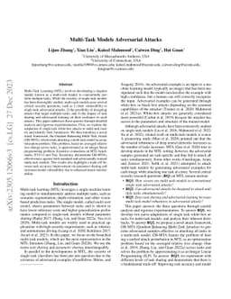 Multi-Task Models Adversarial Attacks