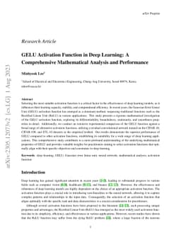 GELU Activation Function in Deep Learning: A Comprehensive Mathematical
  Analysis and Performance