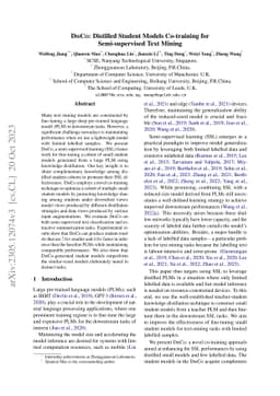 DisCo: Distilled Student Models Co-training for Semi-supervised Text
  Mining