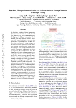 Few-Shot Dialogue Summarization via Skeleton-Assisted Prompt Transfer in
  Prompt Tuning