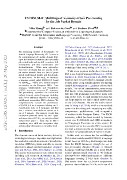 ESCOXLM-R: Multilingual Taxonomy-driven Pre-training for the Job Market
  Domain
