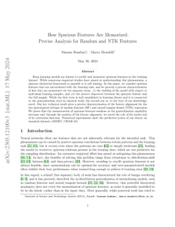 How Spurious Features Are Memorized: Precise Analysis for Random and NTK
  Features