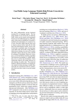 Can Public Large Language Models Help Private Cross-device Federated
  Learning?