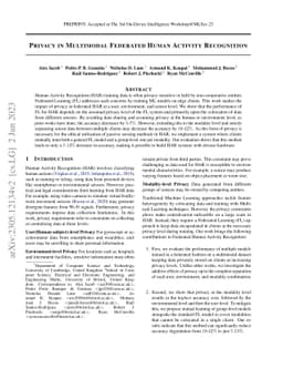 Privacy in Multimodal Federated Human Activity Recognition
