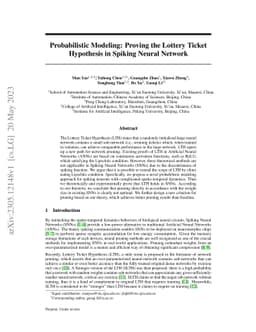 Probabilistic Modeling: Proving the Lottery Ticket Hypothesis in Spiking
  Neural Network