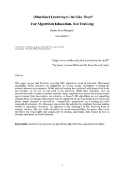 (Machine) Learning to Be Like Thee? For Algorithm Education, Not
  Training