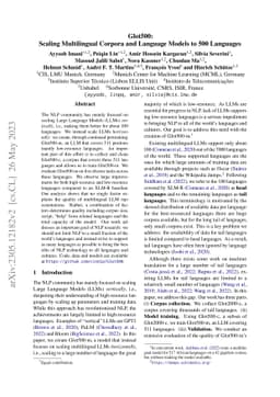Glot500: Scaling Multilingual Corpora and Language Models to 500
  Languages