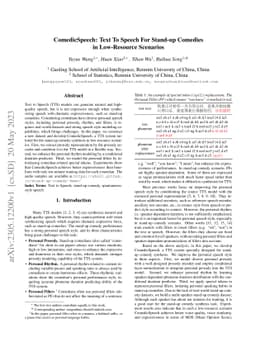 ComedicSpeech: Text To Speech For Stand-up Comedies in Low-Resource
  Scenarios