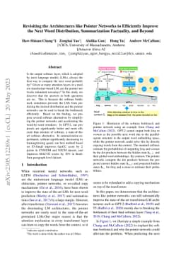 Revisiting the Architectures like Pointer Networks to Efficiently
  Improve the Next Word Distribution, Summarization Factuality, and Beyond