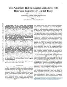 Post-Quantum Hybrid Digital Signatures with Hardware-Support for Digital
  Twins