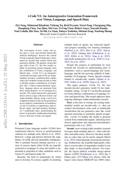 i-Code V2: An Autoregressive Generation Framework over Vision, Language,
  and Speech Data