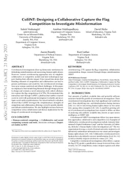 CoSINT: Designing a Collaborative Capture the Flag Competition to
  Investigate Misinformation