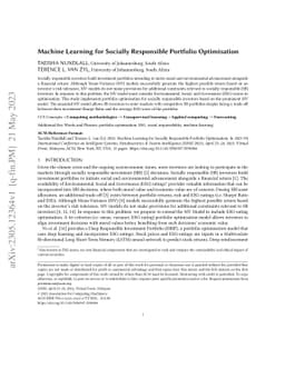 Machine Learning for Socially Responsible Portfolio Optimisation