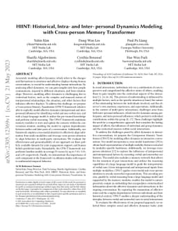 HIINT: Historical, Intra- and Inter- personal Dynamics Modeling with
  Cross-person Memory Transformer