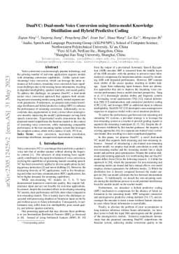 DualVC: Dual-mode Voice Conversion using Intra-model Knowledge
  Distillation and Hybrid Predictive Coding