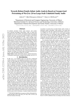 Towards Robust Family-Infant Audio Analysis Based on Unsupervised
  Pretraining of Wav2vec 2.0 on Large-Scale Unlabeled Family Audio